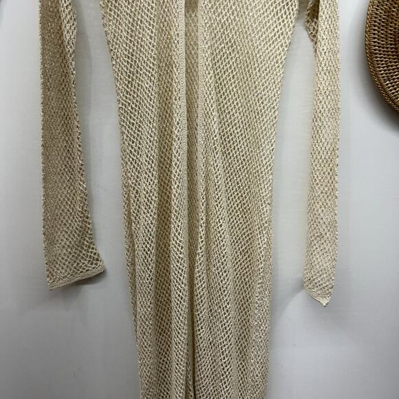 Unique Vintage BB Dakota Boho Bohemian Crochet Knit Long Duster Cardigan Large - Picture 6 of 9